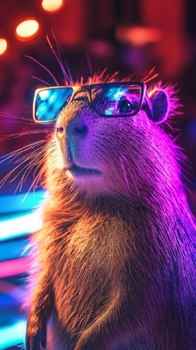 cute capybara at the dance floor, disco light --ar 9:16